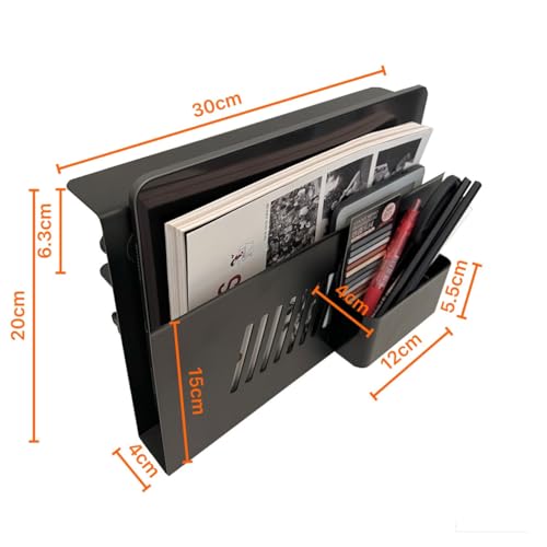 TARKAN Desk Side Storage Organizer, Under Laptop Holder Clamp on Table Top, No Drill Mount with Magnetic Pen Holder, Fits Flat Edge Desk 0.4" to 2" Inch (Black) - Image 3