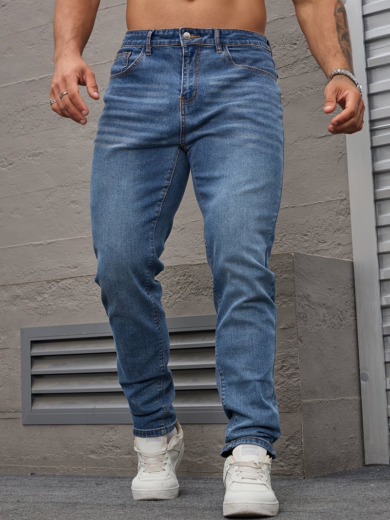 Men's Four-Season Regular Slim Fit Stretch Casual Denim Pants - Image 4