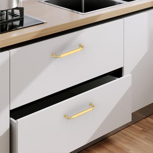 9BUILD 10 Pack Gold Cabinet Pulls 5 Inch Cabinet Handles Kitchen Cabinet Hardware Gold Kitchen Handles for Cabinets Gold Drawer Pulls Kitchen Pulls 9B0054 - Image 3