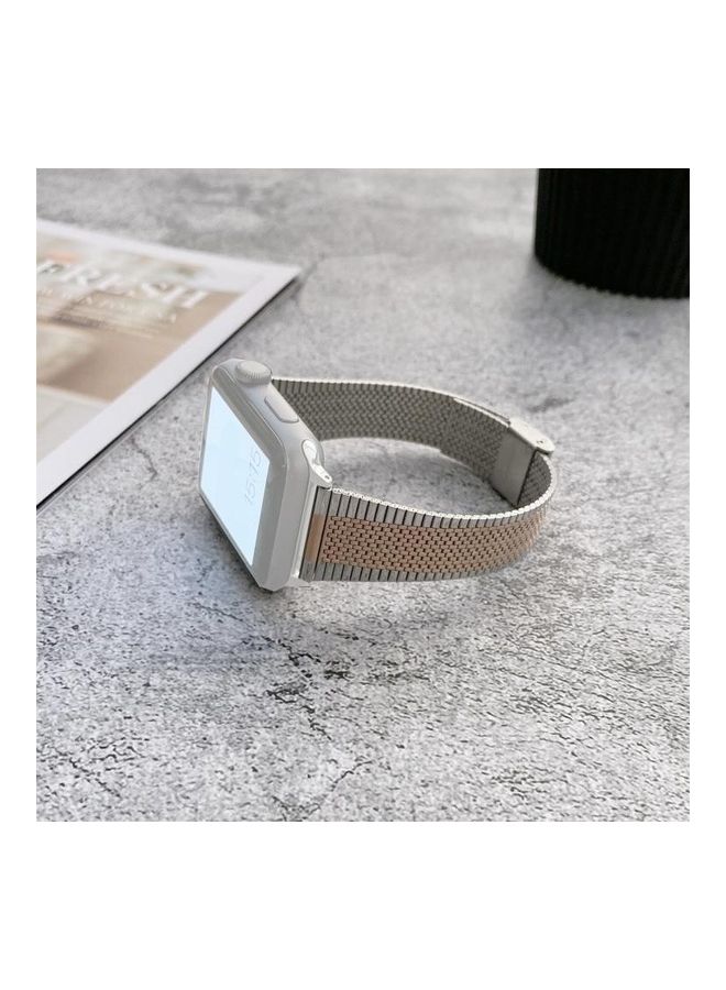 NIBEMINENT Ethnic Replacement Watchband for Apple Watch Series 1/2/3/4/5/6/7/SE 38/40/41mm Silver/Rose Gold - Image 1