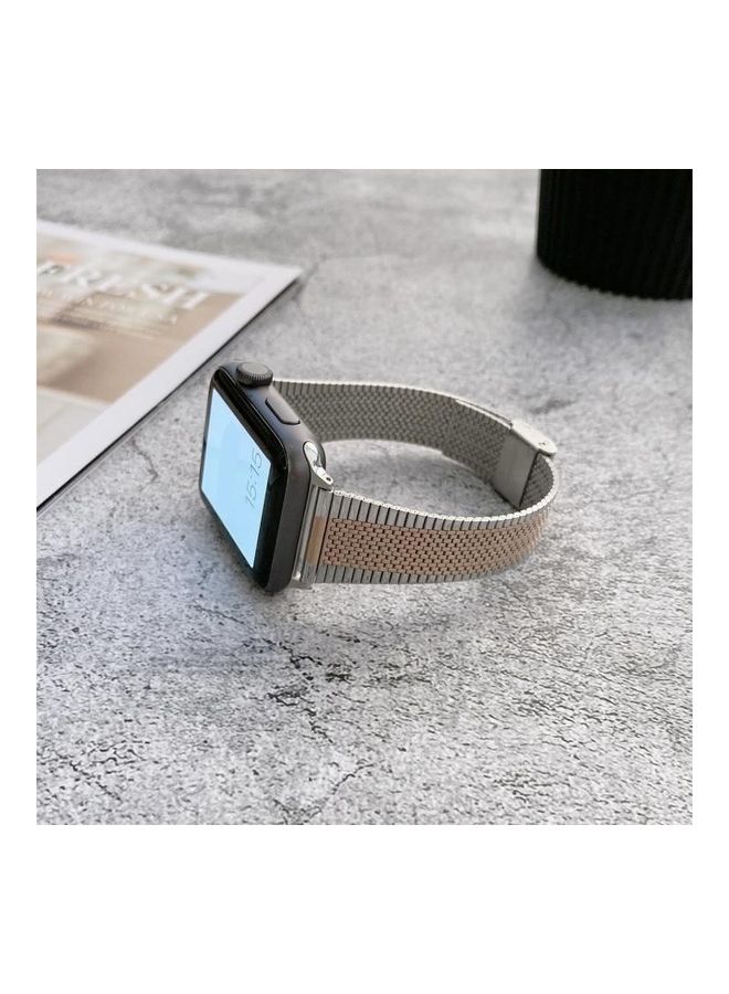 NIBEMINENT Ethnic Replacement Watchband for Apple Watch Series 1/2/3/4/5/6/7/SE 38/40/41mm Silver/Rose Gold - Image 2