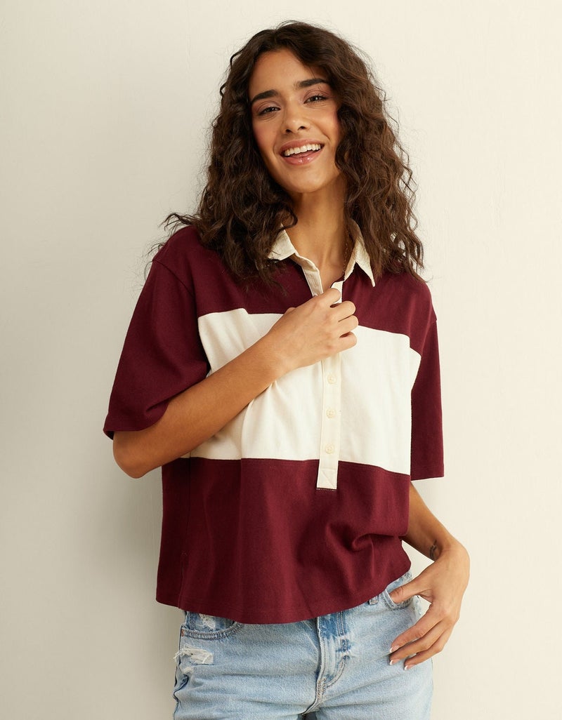 American Eagle AE Striped Rugby Polo T-Shirt - Image 1