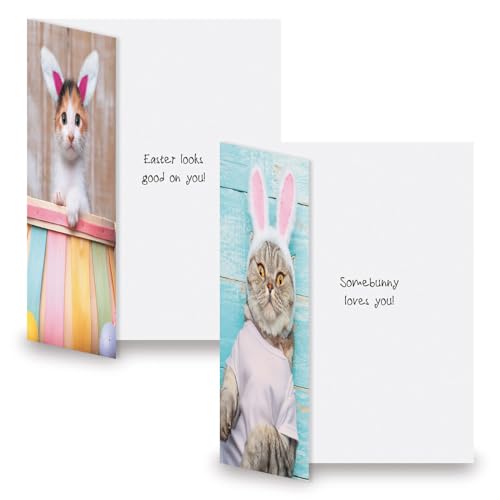 Current Picture This Dog & Cat Easter Value Greeting Card Set - Value Pack of 8 Cards for Kids & Adults With White Envelopes, 4 Design Prints, Large 5" x 7" Greetings - Image 2