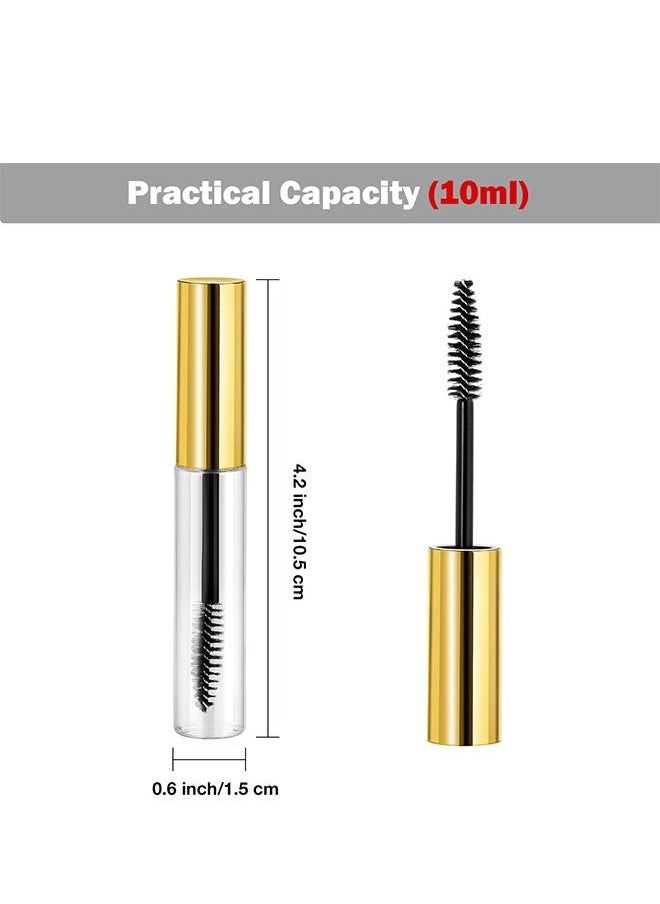 8 Pcs 3.5ml Empty Mascara Tubes, Wand Empty Eyelash Bottle, Clear Refillable Mascara Container, Eyelash Serum Tubes Eyeliner Tubes Set, Castor Oil and DIY Cosmetics (Gold)