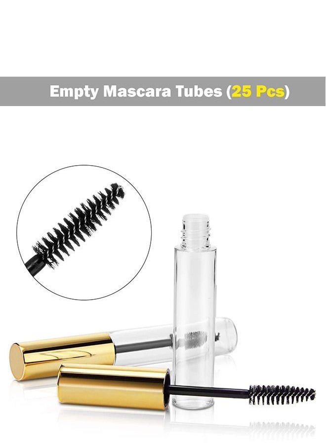 8 Pcs 3.5ml Empty Mascara Tubes, Wand Empty Eyelash Bottle, Clear Refillable Mascara Container, Eyelash Serum Tubes Eyeliner Tubes Set, Castor Oil and DIY Cosmetics (Gold)