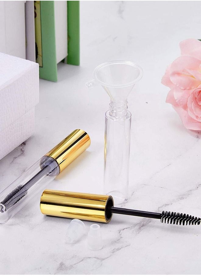 8 Pcs 3.5ml Empty Mascara Tubes, Wand Empty Eyelash Bottle, Clear Refillable Mascara Container, Eyelash Serum Tubes Eyeliner Tubes Set, Castor Oil and DIY Cosmetics (Gold)