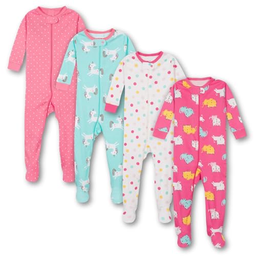 TuddyBuddy 100% Cotton Relaxed-Fit Multi Color Sleepsuit/Onesie/Romper with Zipper Closure (Baby Girl - Pack of 4 - Assorted, 0 Month-1 Month/Newborn) - Image 2