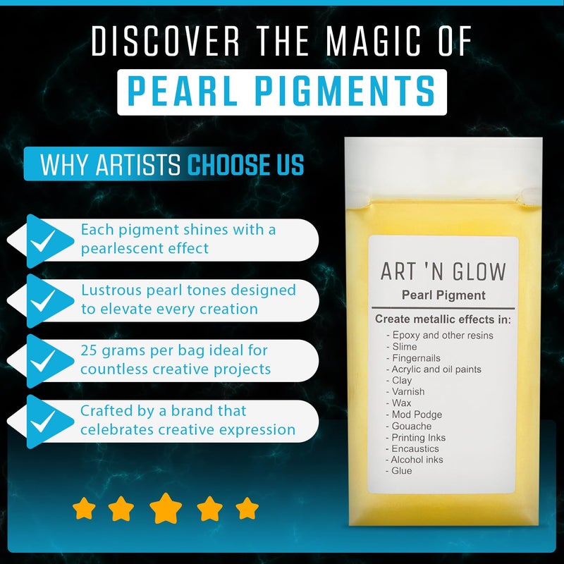 Art 'N Glow Mica Pearl Pigment Powder - 25 Grams - Fine Pearl Pigment for Epoxy Resin - Great Choice for Creatives - Acrylic Paints - Art Crafts - Bath Bomb - 10+ Colors Available - (Brown) - Image 5