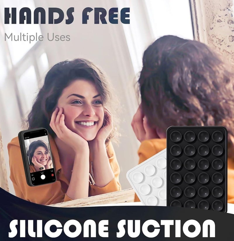 REDWIND Suction Phone Case, Phone Suction Sticker, Silicone Strong Grip Holder for Hands-Free iPhone & Android Mobile, Video Phone Accessory Compatible Mirror, Shower (Black+Dark Pink- Pack of 2) - Image 3