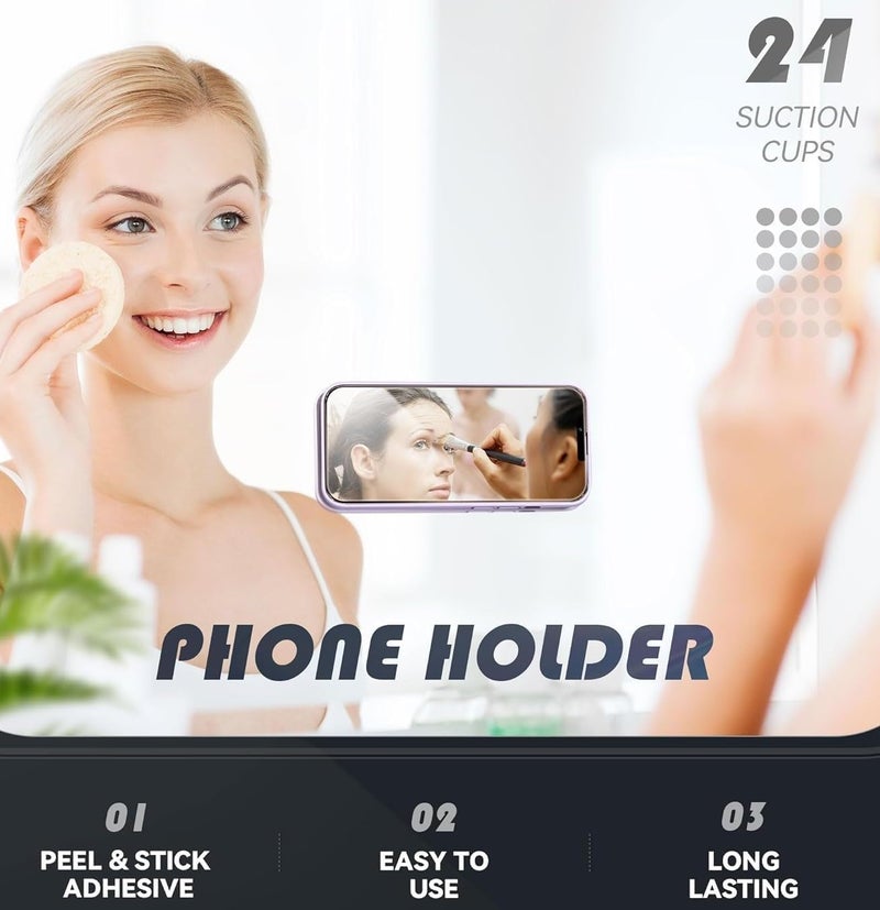 REDWIND Suction Phone Case, Phone Suction Sticker, Silicone Strong Grip Holder for Hands-Free iPhone & Android Mobile, Video Phone Accessory Compatible Mirror, Shower (Black+Dark Pink- Pack of 2) - Image 5