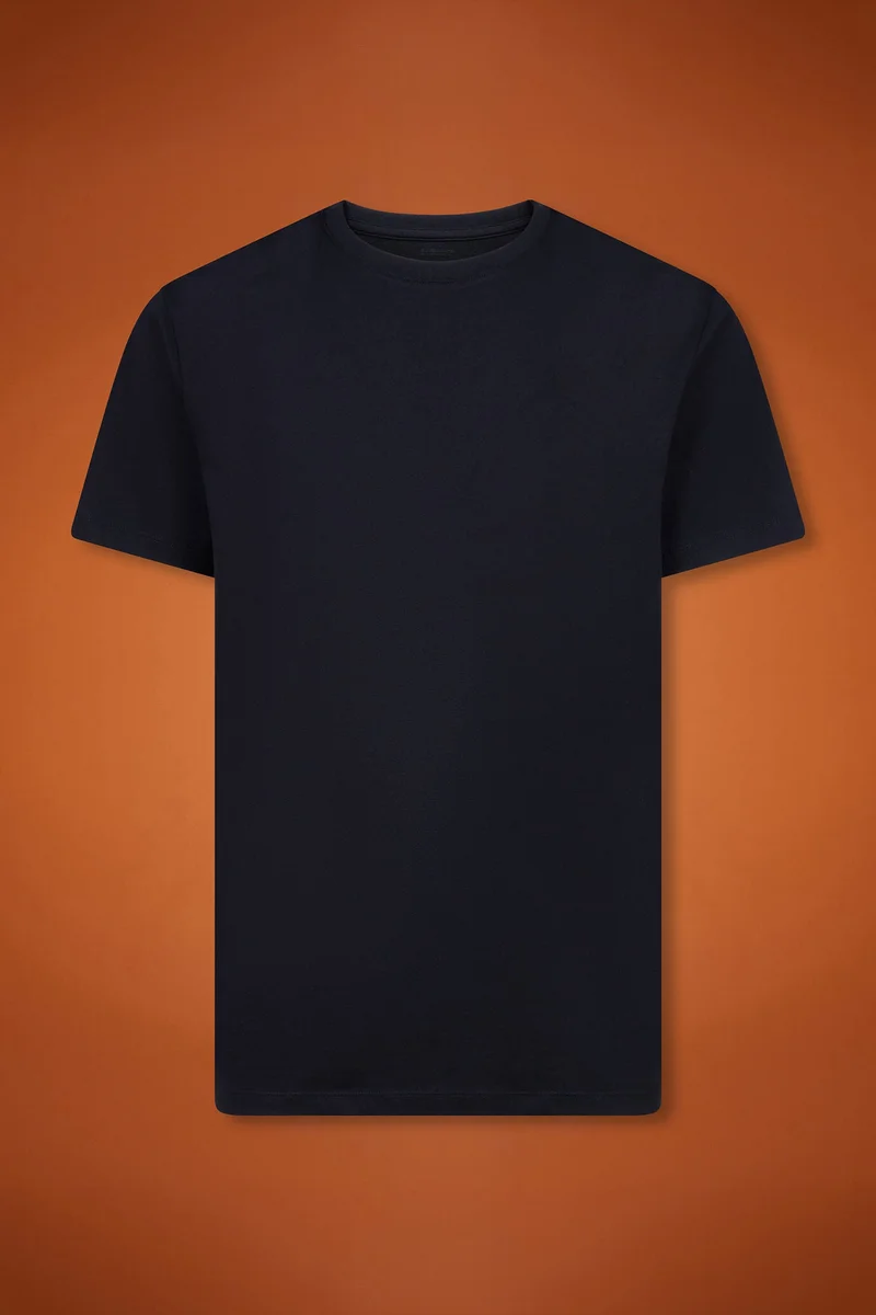 Doppelganger Blue Men's 100% cotton crew neck T-shirt with short sleeves in a regular fit - DK Blue for Men | Best Price UAE