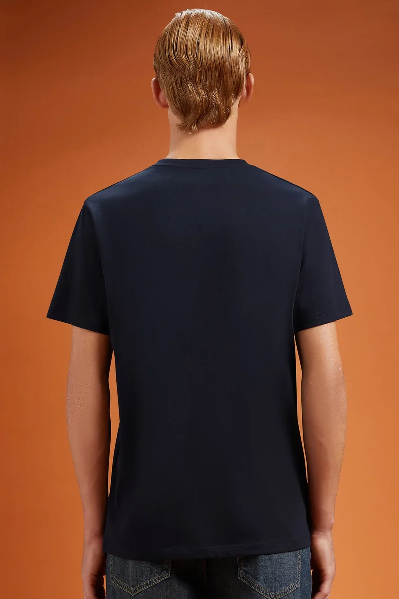 Doppelganger Blue Men's 100% cotton crew neck T-shirt with short sleeves in a regular fit - DK Blue for Men | Best Price UAE