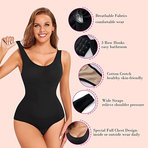 TESMEZY Women Spandex & Nylon High Compression Body Suit (ED009) (Black, Medium) - Image 2