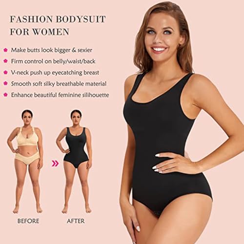 TESMEZY Women Spandex & Nylon High Compression Body Suit (ED009) (Black, Medium) - Image 4