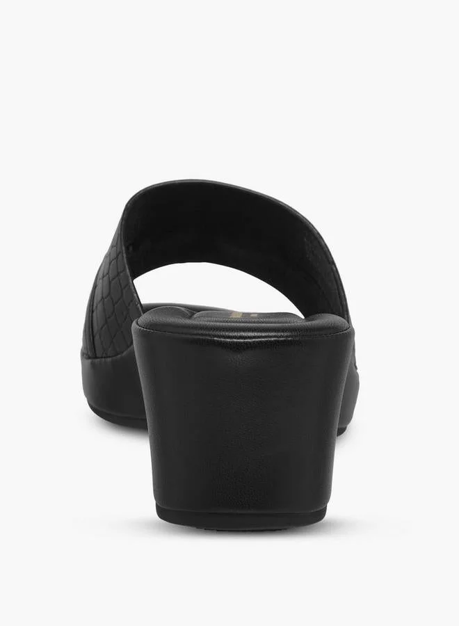 Flora Bella By Shoexpress BLACK Flora Bella Women Animal Textured Slip-On Sandals for Women | Best Price UAE