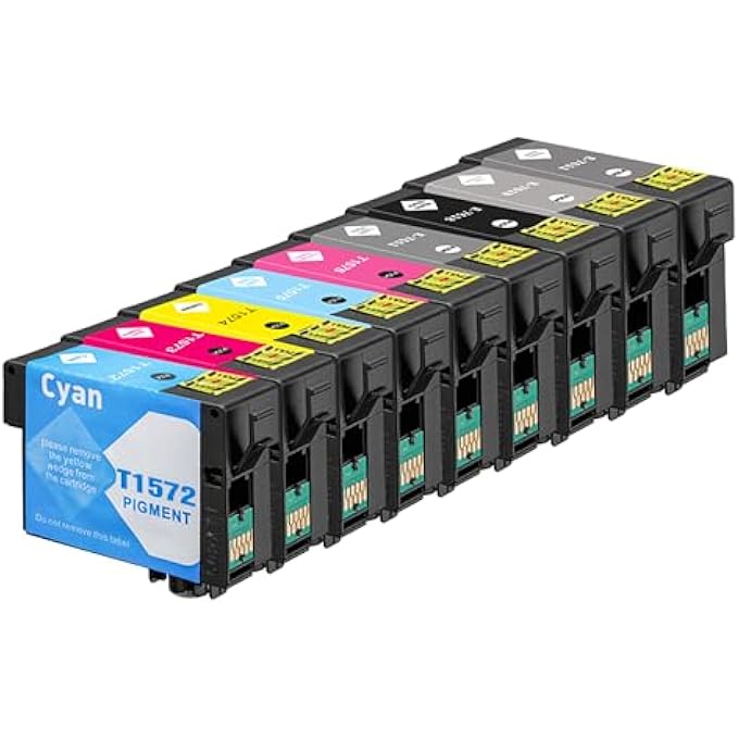 REMANUFACTURED T157 INK CARTRIDGES REPLACEMENTS WITH FOR STYLUS PHOTO R3000 PRINTER (9 PACK: 80ML T157120 T157220 T157320 T157420 T157520 T157620 T157720 T157820 T157920) 157 INK CARTRIDGE - Image 1