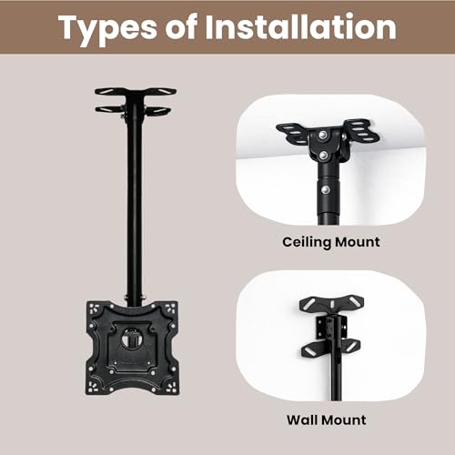 RISSACHI® TV Stand Ceiling Mount | Universal TV Mount Stand for 26–42 Inch LED LCD | Movable & Adjustable TV Wall Mount | Heavy Duty Movable Bracket - Image 4