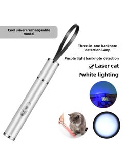 Generic Rechargeable Laser Three-in-one Infrared Money Detector Flashlight Purple Laser Pointer-Product Specifications:Silver Three-in-one Money Detector Light  - Image 1