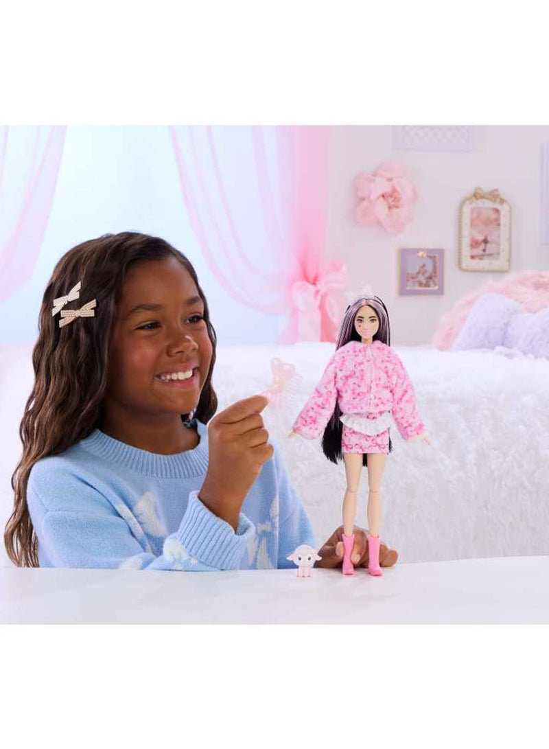 Barbie Cutie Reveal Doll & Accessories, Cuddly Series Lamb with 10 Surprises Including Color Change & Mini Pet - Image 2