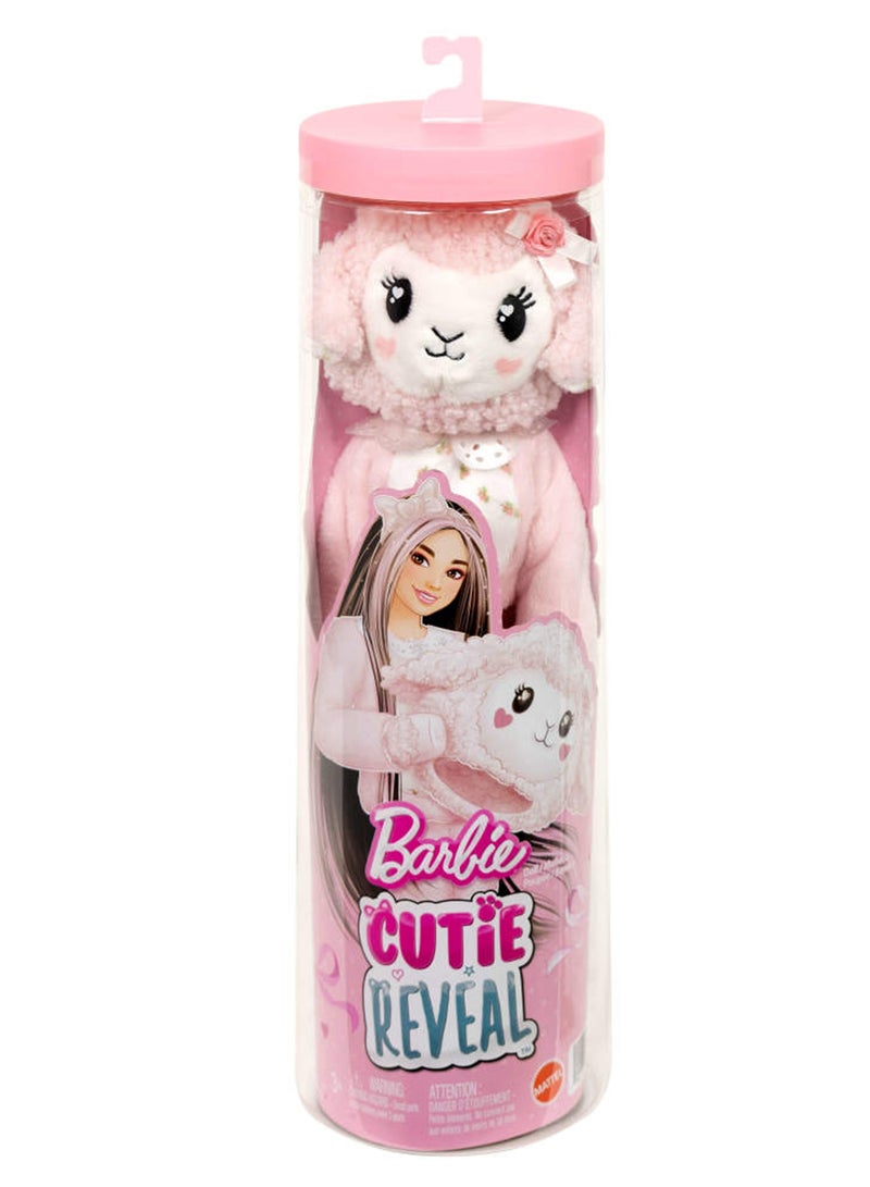 Barbie Cutie Reveal Doll & Accessories, Cuddly Series Lamb with 10 Surprises Including Color Change & Mini Pet - Image 1