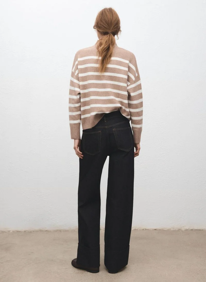 MANGO Oversized striped turtleneck sweater