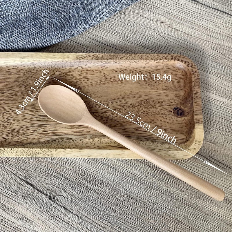 ADLORYEA Wooden Spoons for Eating, 9 inch Small Wooden Spoon for Mixing Stirring Tasting Serving Cooking, 6-Piece Wood Spoons for Soup and Korean Food, Eco friendly Non-Stick Wooden Kitchen Utensils - Image 5