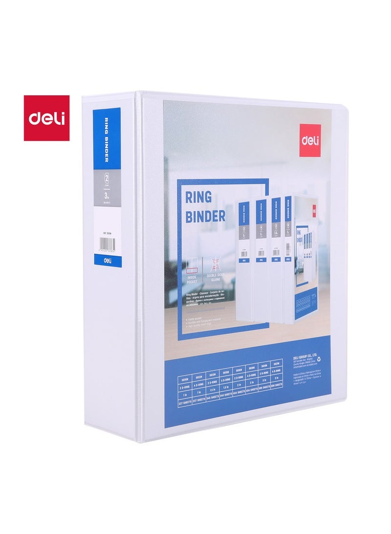 Deli E5619N A4 3-Inch 2D Ring Binder - Heavy-Duty PP + Cardboard, Holds 410 Sheets - Ideal for Office, School & Filing Systems - Image 1