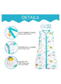 ORiTi 0.5 Tog Baby Sleep Sack 100% Cotton Baby Sleeping Bag Sleeveless Unisex Baby Sleeping Sack Summer (Jurassic, M)  - Image 2