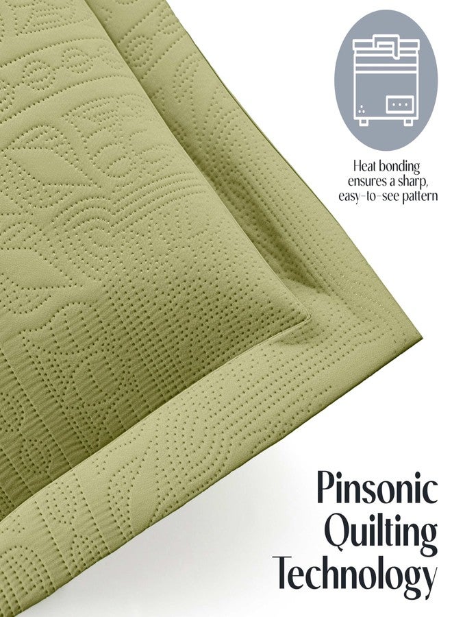 كلارا كلارك طقم غطاء سرير كلارا كلارك مقاس كوين - مناسب لجميع الفصول، طقم مفروشات خفيف الوزن بنسيج بينسونيك - طقم لحاف كوين من 7 قطع مع أغطية وسائد، أخضر زيتوني - مربعات كوين - Image 3