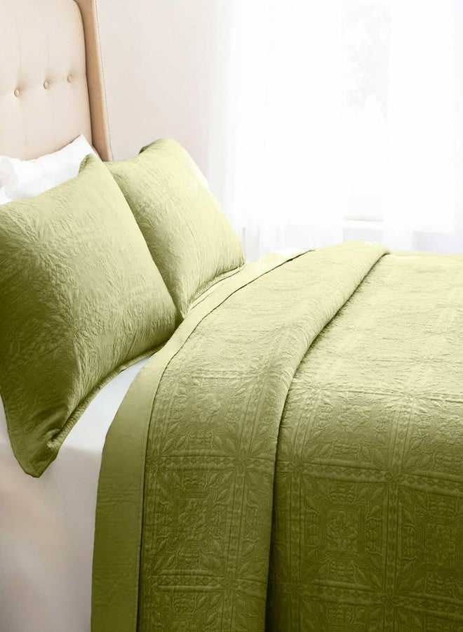 كلارا كلارك طقم غطاء سرير كلارا كلارك مقاس كوين - مناسب لجميع الفصول، طقم مفروشات خفيف الوزن بنسيج بينسونيك - طقم لحاف كوين من 7 قطع مع أغطية وسائد، أخضر زيتوني - مربعات كوين - Image 2