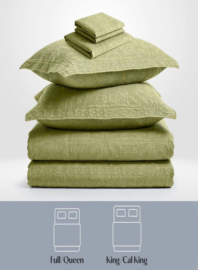 كلارا كلارك طقم غطاء سرير كلارا كلارك مقاس كوين - مناسب لجميع الفصول، طقم مفروشات خفيف الوزن بنسيج بينسونيك - طقم لحاف كوين من 7 قطع مع أغطية وسائد، أخضر زيتوني - مربعات كوين - Image 5