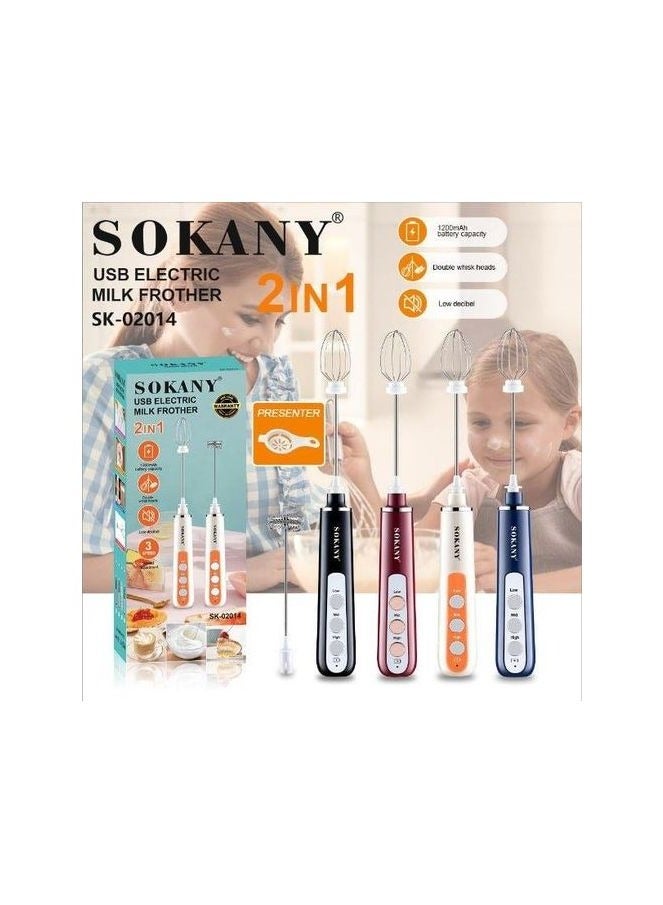 sokany USB Hand Stick Mixer - Egg Beater Sk-02014 Multicolour - Image 2