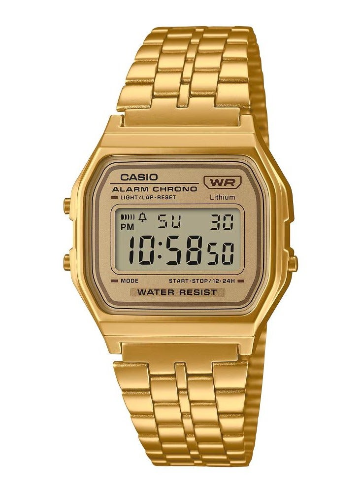 CASIO ساعة رقمية كوارتز للبالغين غير محددة الجنس مع سوار من الفولاذ المقاوم للصدأ A158WETG-9AEF