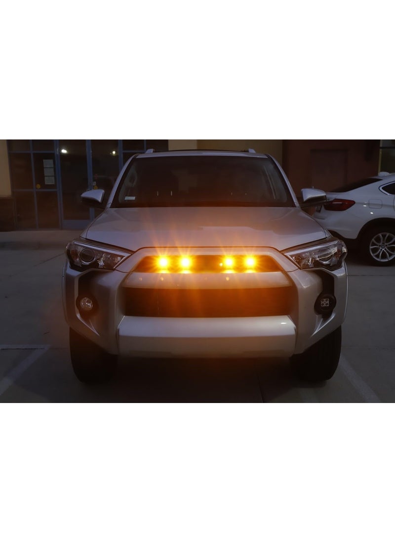 iJDMTOY iJDMTOY 4pc Set 3W High Power LED Grille Mesh Mount Lighting Kit Compatible with Toyota FJ Cruiser 4Runner Tacoma etc., 2500K Amber Projector Lens Spot Beam LED Lights  - Image 4