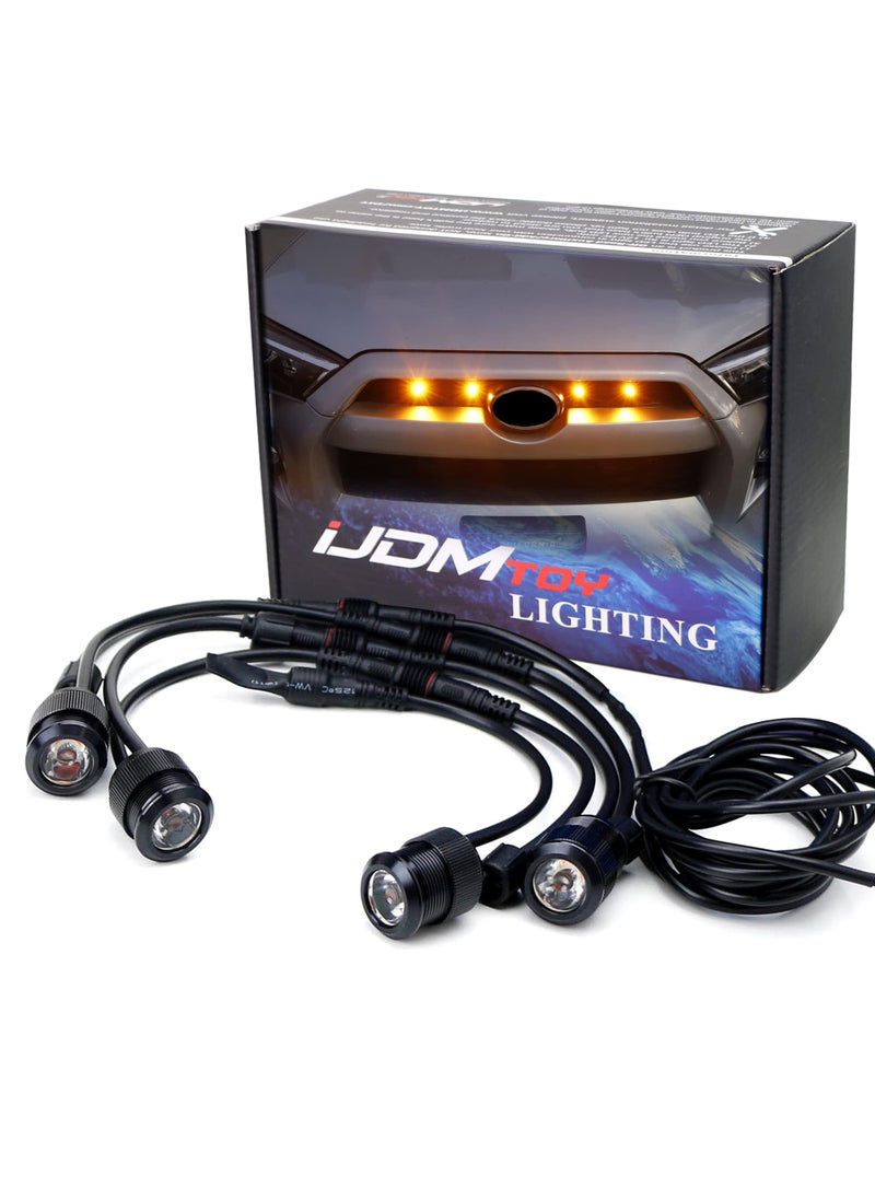 iJDMTOY iJDMTOY 4pc Set 3W High Power LED Grille Mesh Mount Lighting Kit Compatible with Toyota FJ Cruiser 4Runner Tacoma etc., 2500K Amber Projector Lens Spot Beam LED Lights  - Image 1