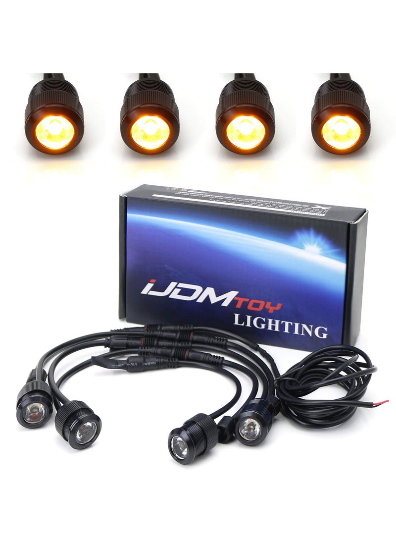iJDMTOY iJDMTOY 4pc Set 3W High Power LED Grille Mesh Mount Lighting Kit Compatible with Toyota FJ Cruiser 4Runner Tacoma etc., 2500K Amber Projector Lens Spot Beam LED Lights  - Image 2