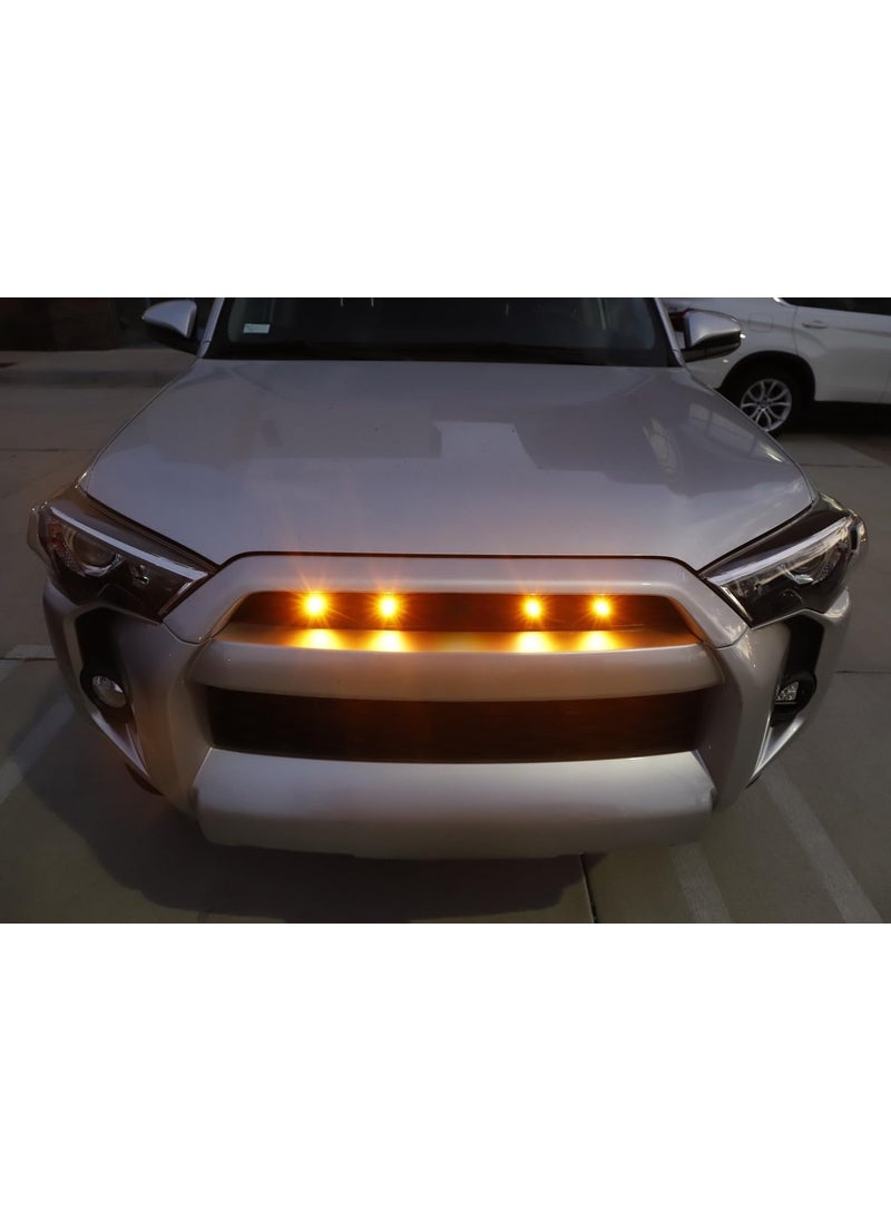 iJDMTOY iJDMTOY 4pc Set 3W High Power LED Grille Mesh Mount Lighting Kit Compatible with Toyota FJ Cruiser 4Runner Tacoma etc., 2500K Amber Projector Lens Spot Beam LED Lights  - Image 5