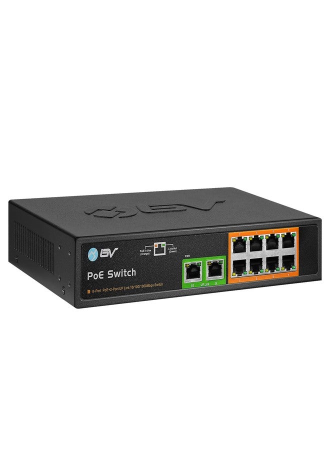 BV-Tech 10 Gigabit Ports PoE/PoE+ Switch (8 PoE+ Ports | 2 Uplink Port) - 19" Rackmount -130W- 802.3at - Image 1