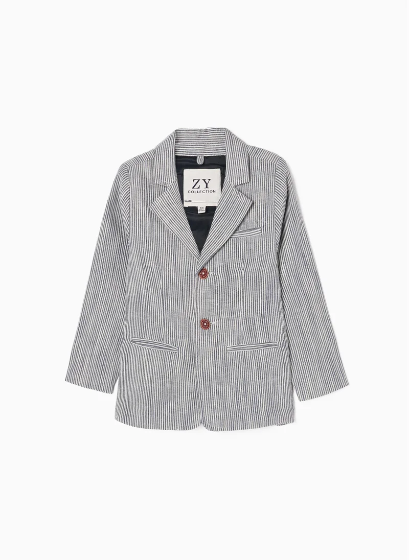 Zippy Zippy Striped Blazer In Cotton And Linen For Boys