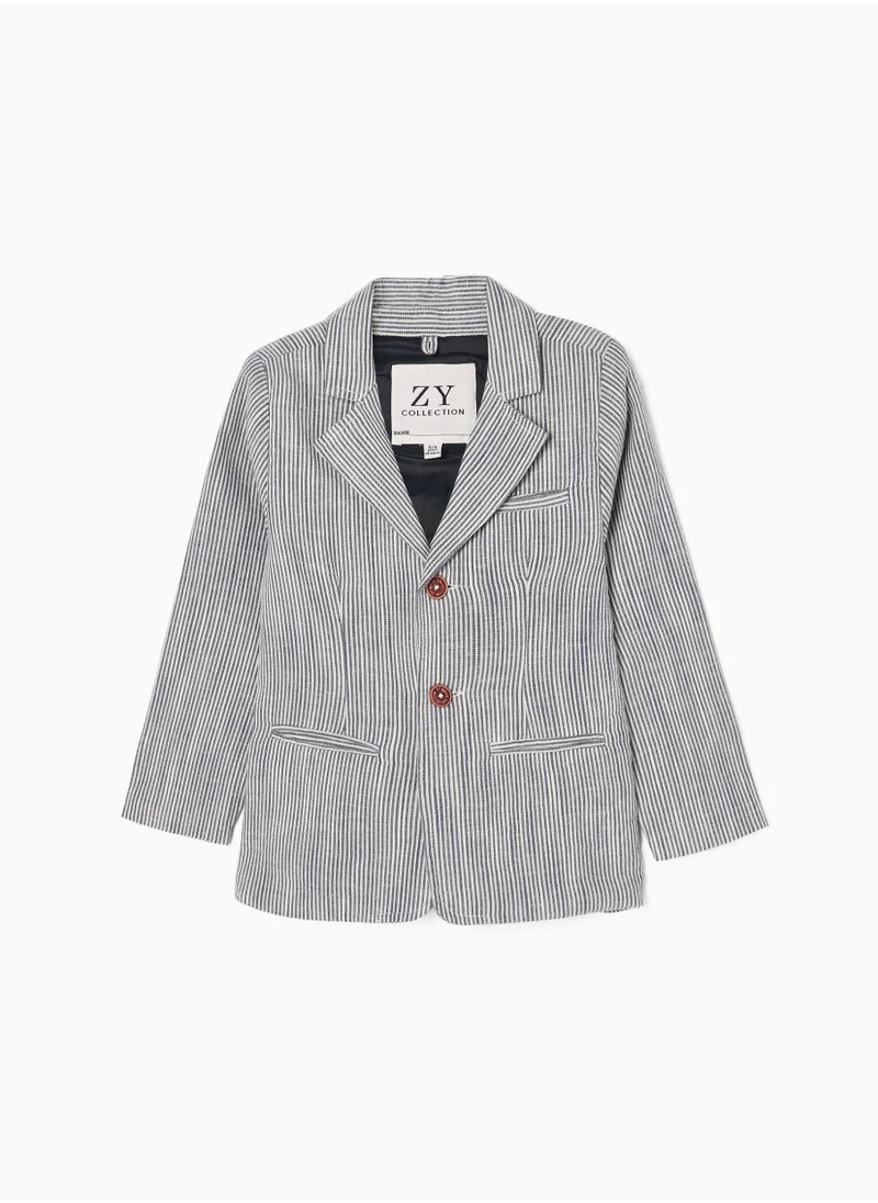 Zippy Zippy Striped Blazer In Cotton And Linen For Boys