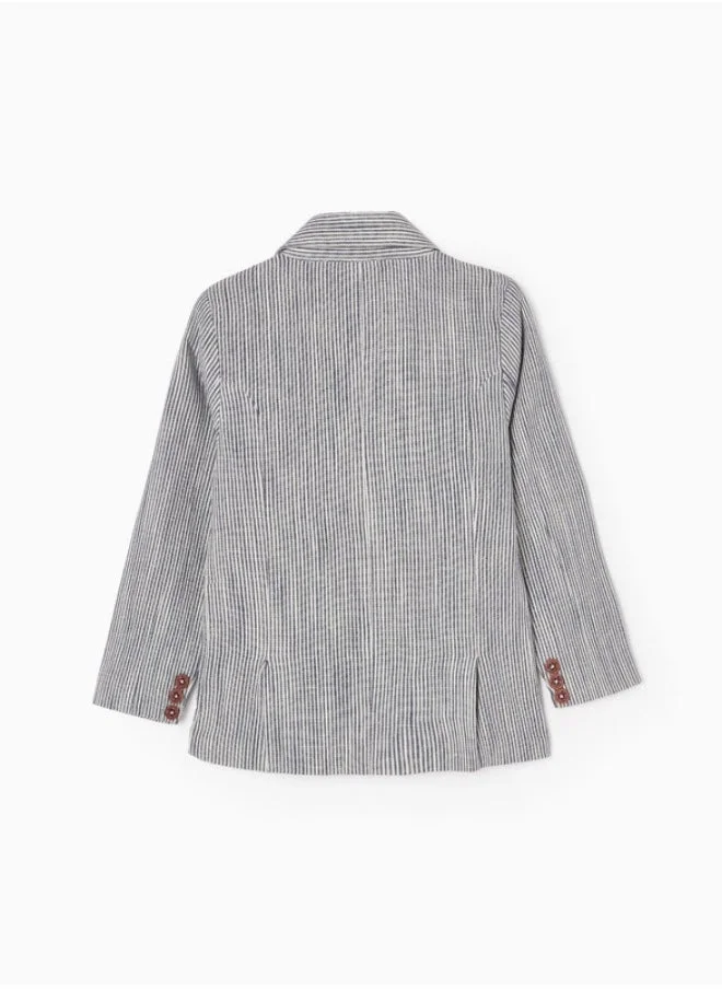 زيبي Zippy Striped Blazer In Cotton And Linen For Boys