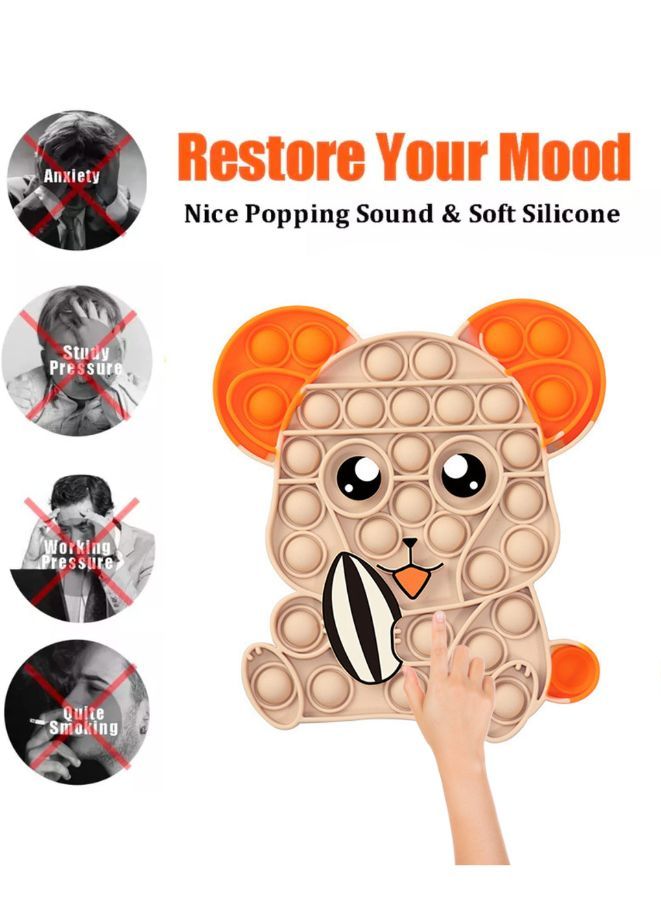 لعبة Push Pop Bubble Fidget من السيليكون على شكل حيوانات حسية للضغط لتخفيف التوتر ومضادة للقلق ADHD والتوحد هدية خاصة فيدجيت بوبر للأطفال والكبار والماوس A - Image 4