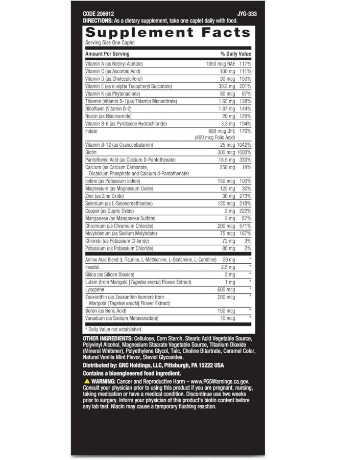GNC GNC Mega 1 Daily Multivitamin for Men for 19 Vitamins and Minerals (60 Count)  - Image 2