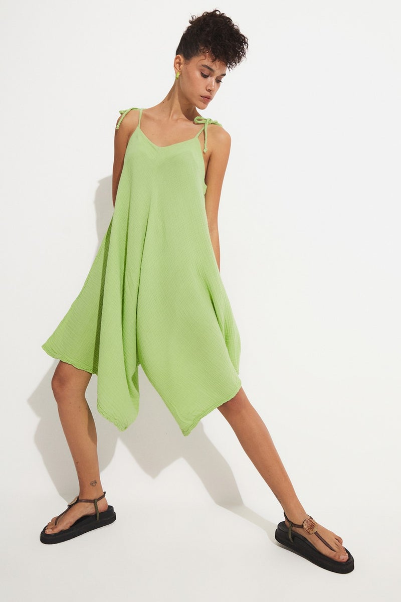 JUNE Women's Casual Pattern Straps Tie Detail Shorts Jumpsuit  - Image 2