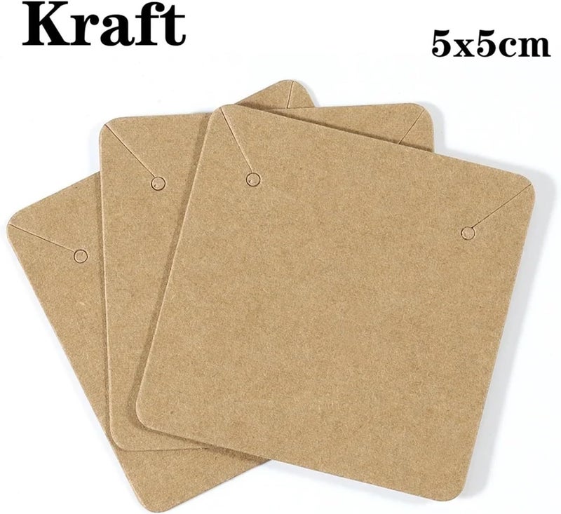 Jewelry Tags 50pcs/lot 5x5cm Kraft Paper Card for Packaging Earrings Necklaces Display Cards(5x5cm Kraft Color) - Image 2