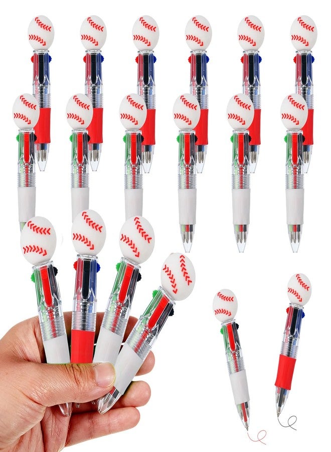 Zhirlyn Baseball Pens Mini Multicolor Pen in One 4-in-1 Kawaii Fun Pens Bulk Cool Ballpoint Pens for Birthday Party Favors Teacher Supplies (Baseball, 12) - Image 1
