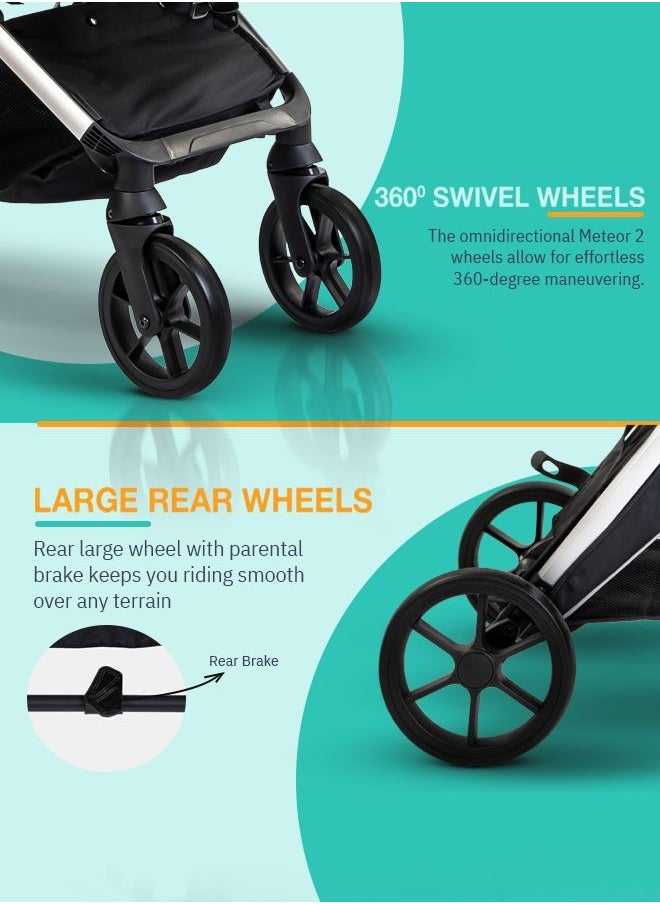 BAYBEE - 3 In 1 Convertible Baby Pram Stroller With Car Seat Combo Aluminium Frame 3 Position Adjustable Canopy Reversible Seat Travel System Stroller For Baby Toddlers 0-3 Years Boys Girls Rose Gold - Image 1