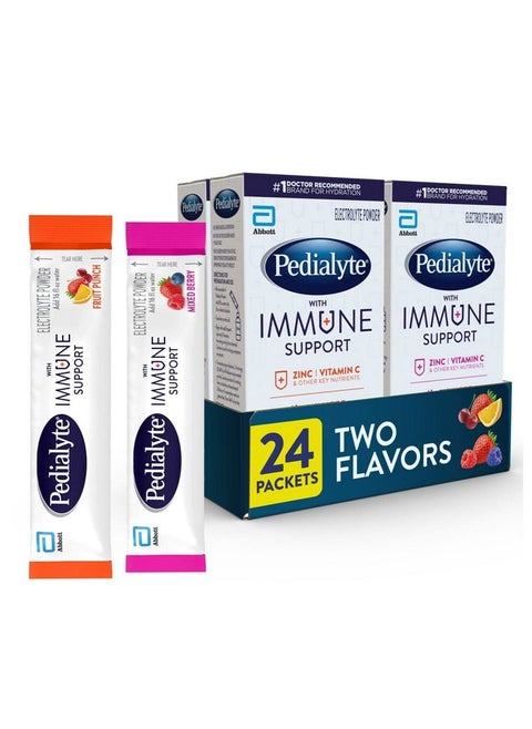 With Immune Support Electrolytes With Vitamin C And Zinc Advanced Hydration With Preactiv Prebiotics Mixed Berry & Fruit Punch Electrolyte Drink Powder Packets 6 Count (Pack Of 4)