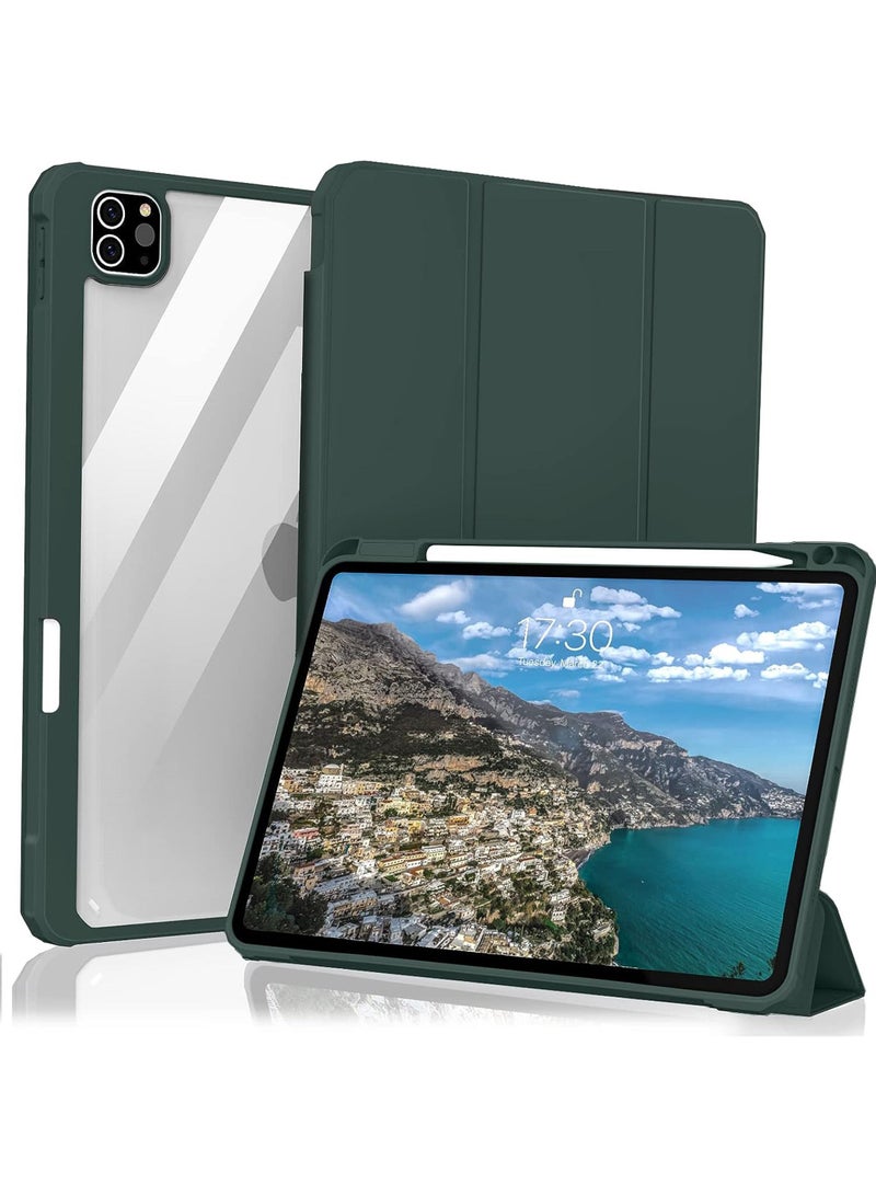 Rock Pow Case Cover For Apple iPad Pro 11 inch (2022/2021/2020/2018) Generation with Pencil Holder, [Support Apple Pencil Charging and Touch ID], Clear Transparent Case with Auto Wake/Sleep - Image 1