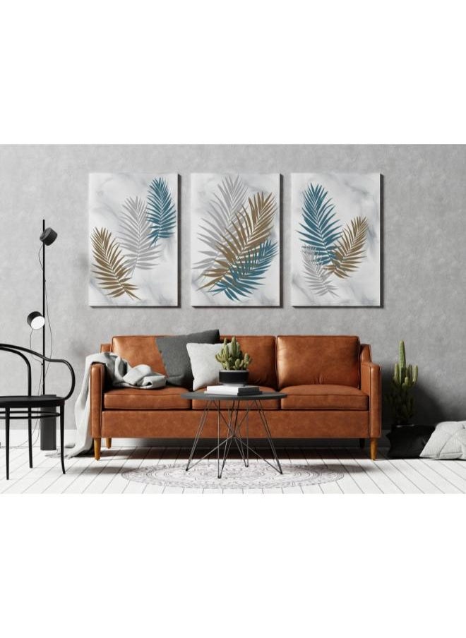 Home Gallery - Set of Set 3 Abstract decorative background poster with palm branches and leaves in boho style - Image 1